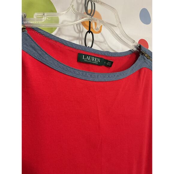 Lauren Ralph Lauren Denim Accent Top Size Large - Picture 12 of 12